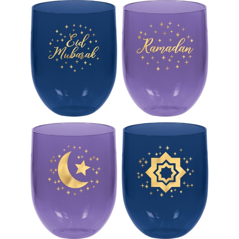 Eid Ramadan Plastic Tumbler Cups (Set of 4) | Ramadan/Eid Party Supplies