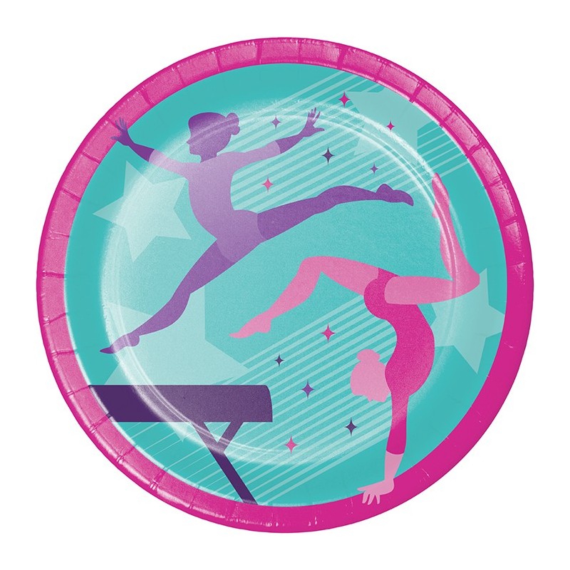 Gymnastics Party Large Plates (Pack of 8) | Gymnastics Party Supplies