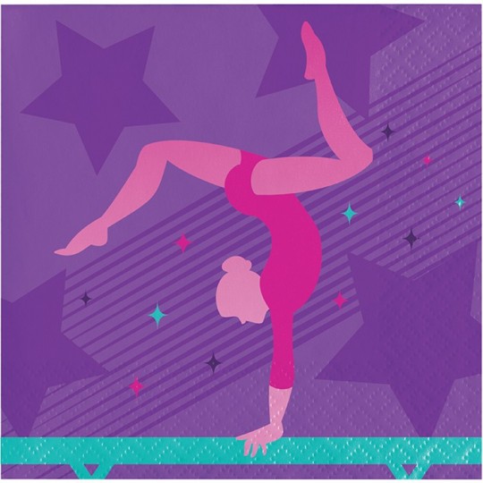 Gymnastics Party Small Napkins (Pack of 16) | Gymnastics Party Supplies