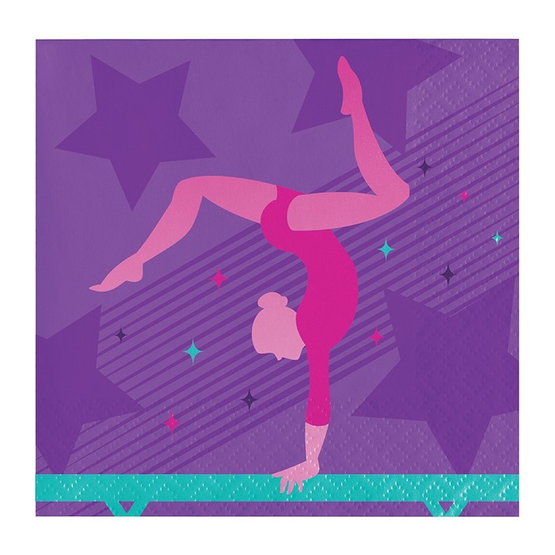 Gymnastics Party Small Napkins (Pack of 16) | Gymnastics Party Supplies