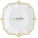 Ramadan Mubarak White Dessert Paper Plates (Pack of 8) | Ramadan/Eid Party Supplies