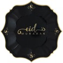Eid Mubarak Black Dessert Paper Plates (Pack of 8) | Ramadan/Eid Party Supplies