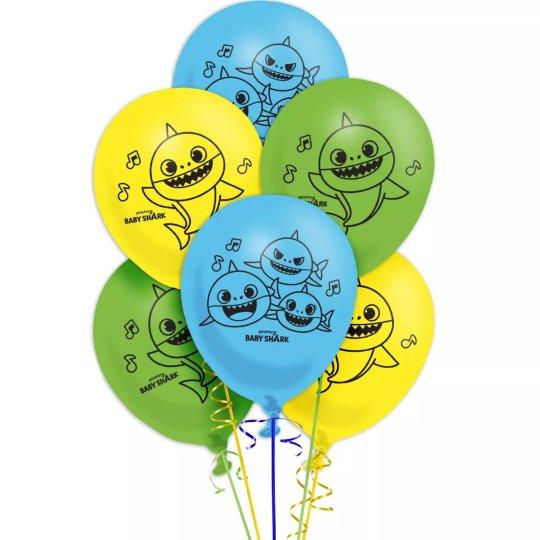 Baby Shark Balloons (Pack of 6) | Baby Shark Party Supplies