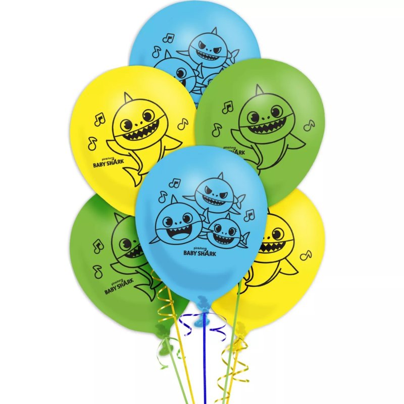 Baby Shark Balloons (Pack of 6) | Baby Shark Party Supplies