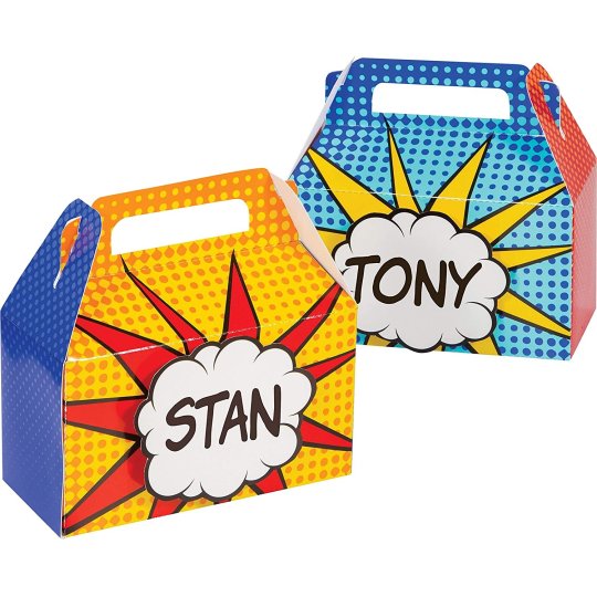 Superhero Party Boxes & Nametags (Set of 4) | Avengers Party Supplies