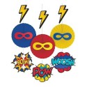 Superhero Hanging Fan Decorations (Set of 3) | Batman Party Supplies