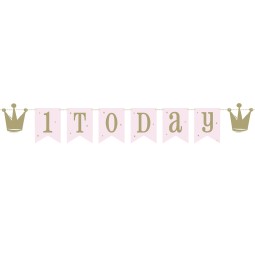Ballerina Pink & Gold 1st Birthday Banner | Pink & Gold First Birthday Party Supplies