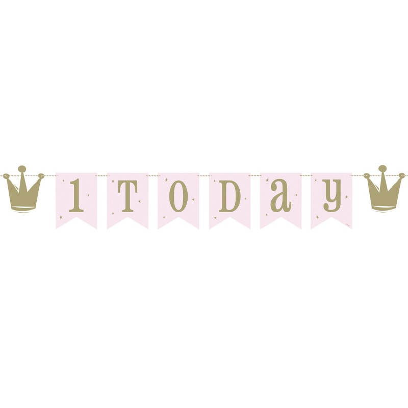 Ballerina Pink & Gold 1st Birthday Banner | Pink & Gold First Birthday Party Supplies
