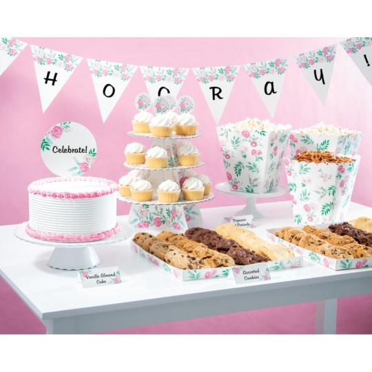 Floral Tea Party Buffet Table Decorating Kit (27 Pieces) | Floral Tea Party Party Supplies