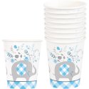 Blue Baby Elephant Paper Cups (Pack of 8) | Blue Baby Elephant Party Supplies