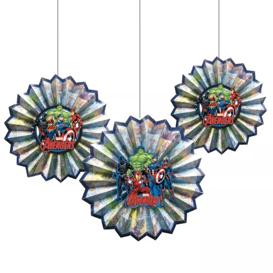 Marvel Avengers Paper Fan Decorations (Set of 3) - Avengers Party Supplies