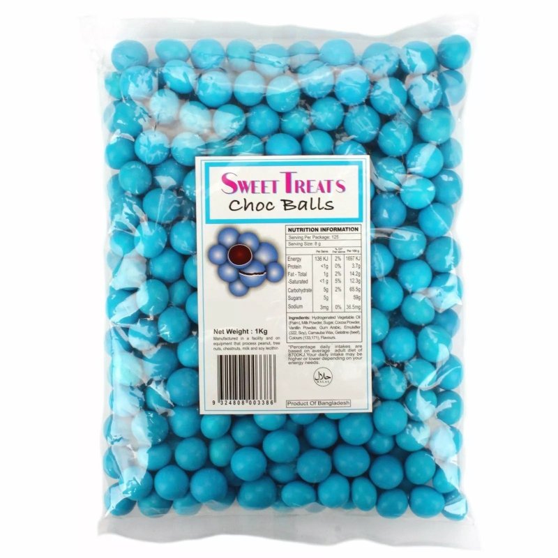 Blue Chocolate Balls (1kg) | Lollies Party Supplies