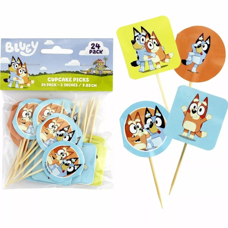 Bluey Cupcake Picks (Set of 24) | Bluey Party Supplies