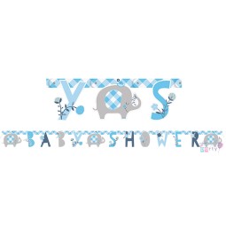 Blue Baby Elephant Baby Shower Banner | Blue Baby Elephant Party Supplies