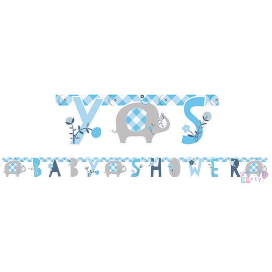 Blue Baby Elephant Baby Shower Banner | Blue Baby Elephant Party Supplies