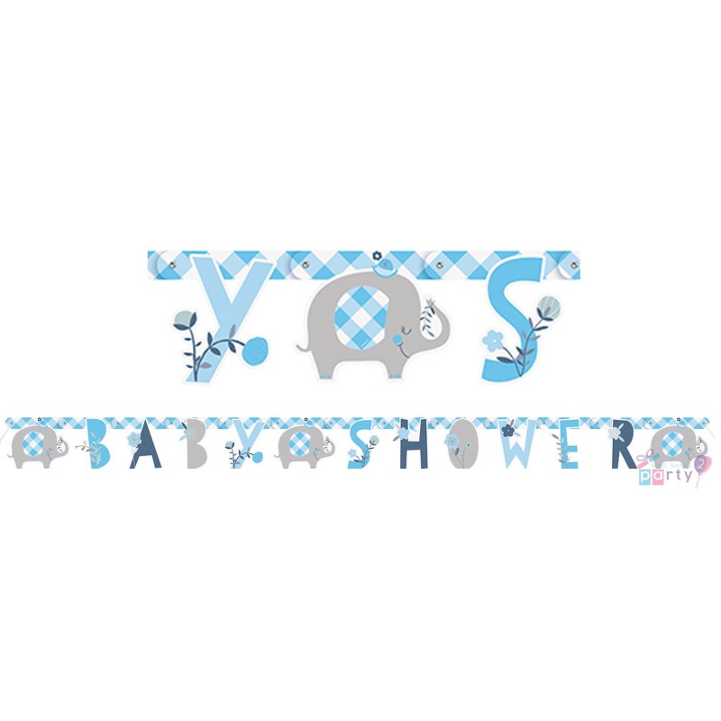 Blue Baby Elephant Baby Shower Banner | Blue Baby Elephant Party Supplies