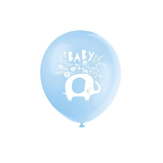 Blue Baby Elephant Baby Shower Balloons (Pack of 8) | Blue Baby Elephant Party Supplies