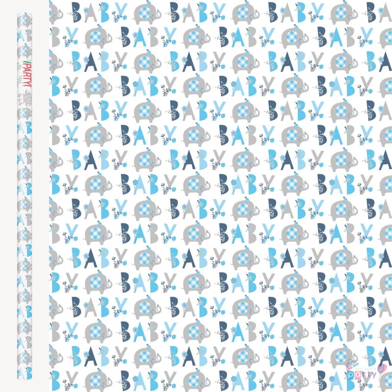 Blue Baby Elephant Gift Wrap Paper PARTY SUPPLIES Who Wants 2 Party