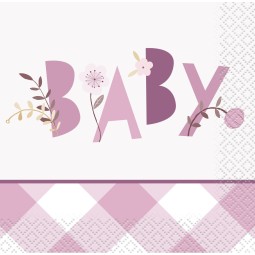 Pink Baby Elephant Small Napkins (Pack of 16) | Pink Baby Elephant Party Supplies