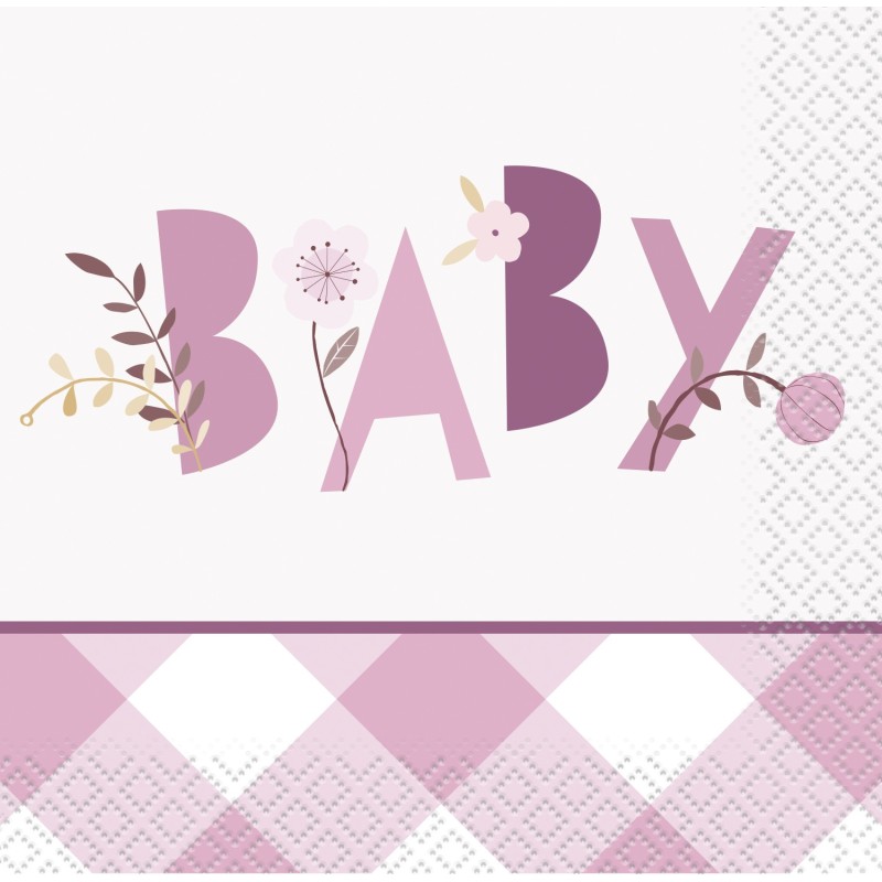 Pink Baby Elephant Small Napkins (Pack of 16) | Pink Baby Elephant Party Supplies