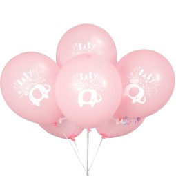 Pink Baby Elephant Baby Shower Balloons (Pack of 8) | Pink Baby Elephant Party Supplies