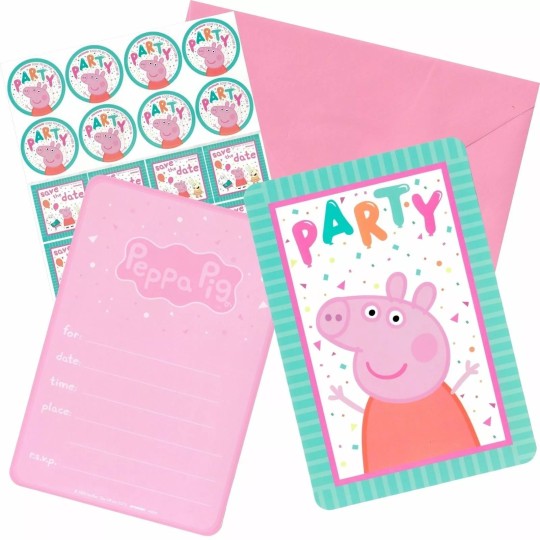 Peppa Pig Party Invitations Kit (Set of 8) | Peppa Pig Party Supplies