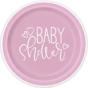 Pink Hearts Baby Shower Large Plates (Pack of 8) | Baby Girl Party Supplies