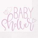 Pink Hearts Baby Shower Large Napkins (Pack of 16) | Baby Girl Party Supplies