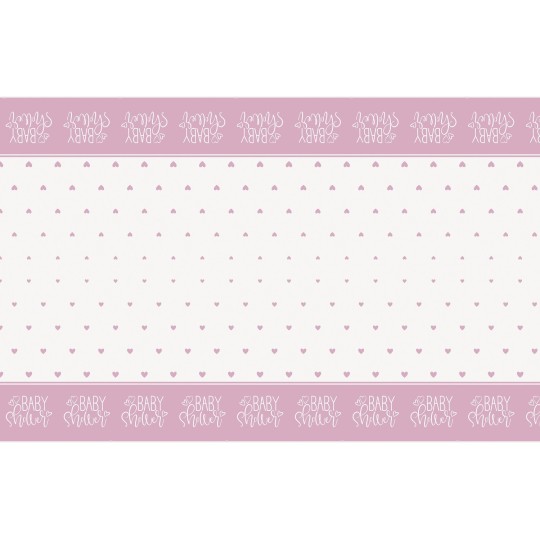Pink Hearts Baby Shower Plastic Tablecover | Baby Girl Party Supplies