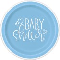 Blue Hearts Baby Shower Large Plates (Pack of 8) | Baby Boy Party Supplies
