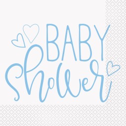 Blue Hearts Baby Shower Large Napkins (Pack of 16) | Baby Boy Party Supplies