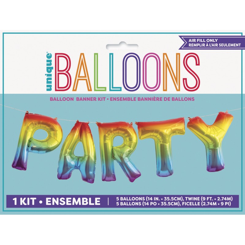 Rainbow Party Foil Letter Balloon Banner | Letter Balloons Party Supplies