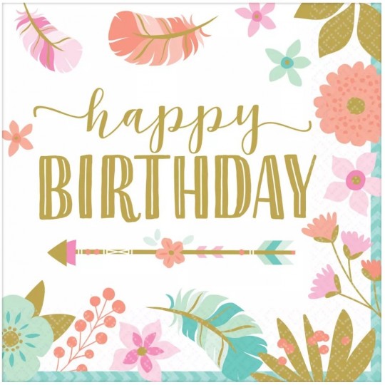 Boho Birthday Girl Small Napkins (Pack of 16) | Boho Birthday Party Supplies