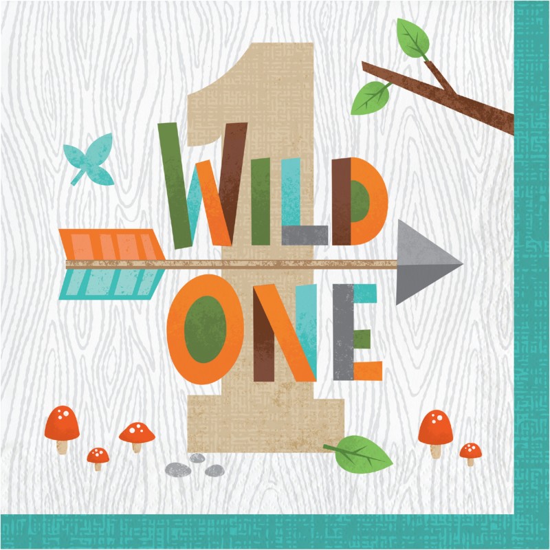 Woodland Animals Wild One Large Napkins (Pack of 16) | Woodland Animals Party Supplies