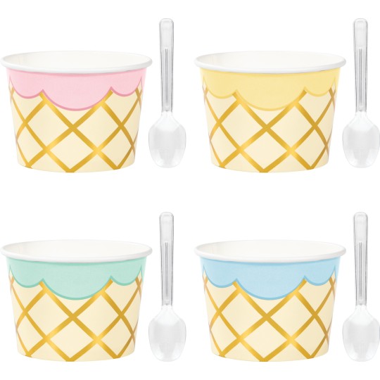 Pastel Ice Cream Treat Cups (Pack of 8) | Gender Reveal Party Supplies