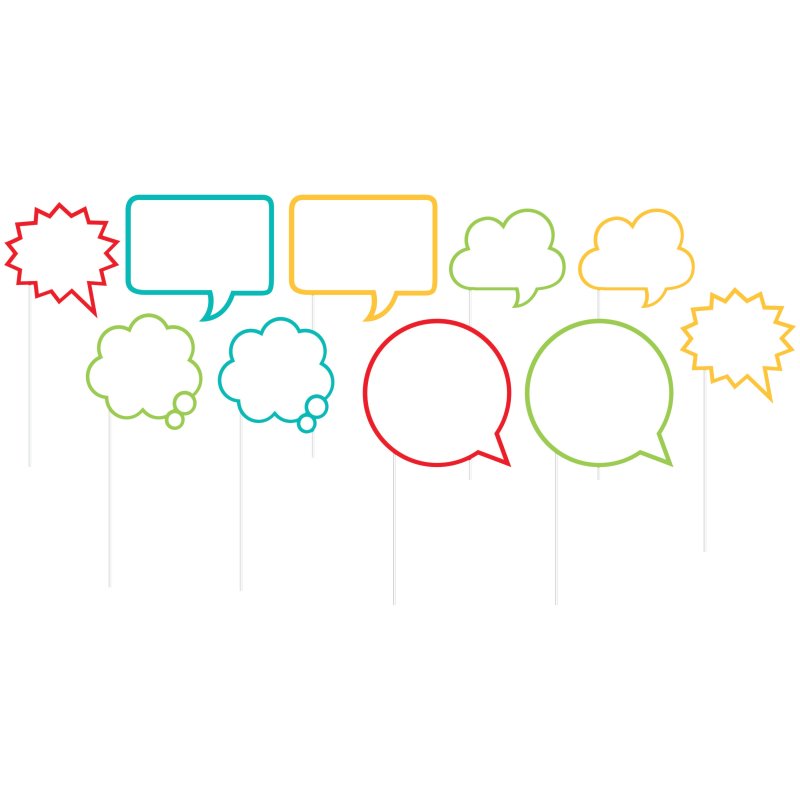 Speech Bubbles Photo Booth Props (Set of 10)