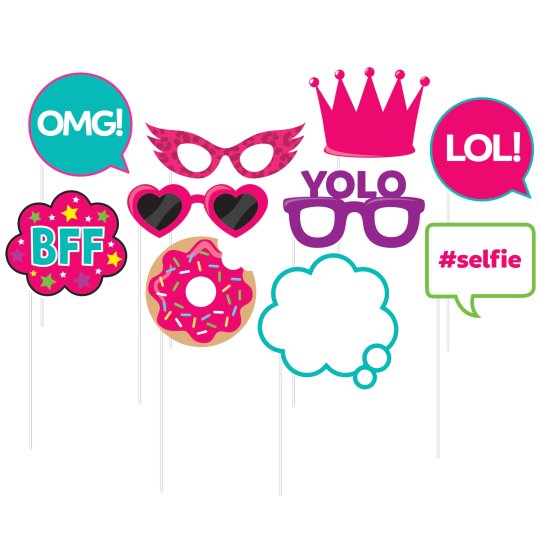Girls Photo Booth Props (Set of 10)