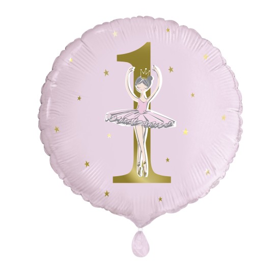 Ballerina Pink & Gold 1st Birthday Balloon