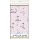 Ballerina Pink & Gold 1st Birthday Plastic Tablecover