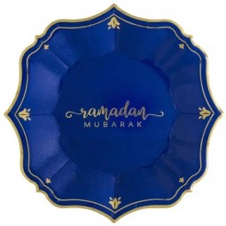 Ramadan Mubarak Navy Dessert Paper Plates (Pack of 8)