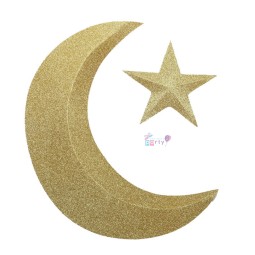 3D Crescent Moon & Star Set