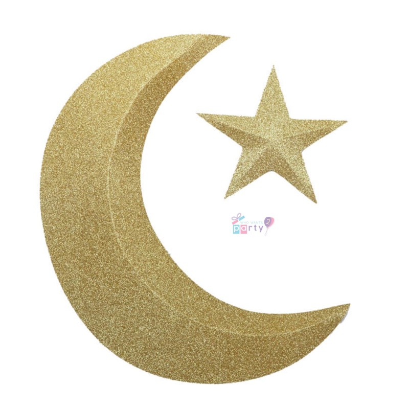 3D Crescent Moon & Star Set