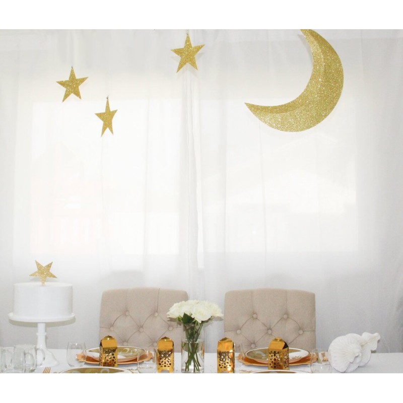 3D Crescent Moon & Star Set | Ramadan & Eid Decorations