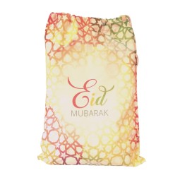 Large Eid Mubarak Geometric Canvas Gift Sack