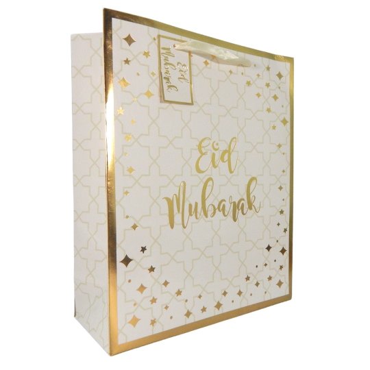 Large Eid Mubarak Gift Bag - Cream & Gold