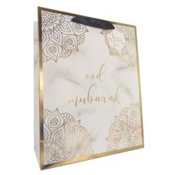 Large Eid Mubarak Gift Bag - Marble & Gold