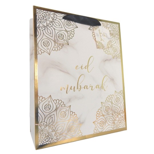 Large Eid Mubarak Gift Bag - Marble & Gold