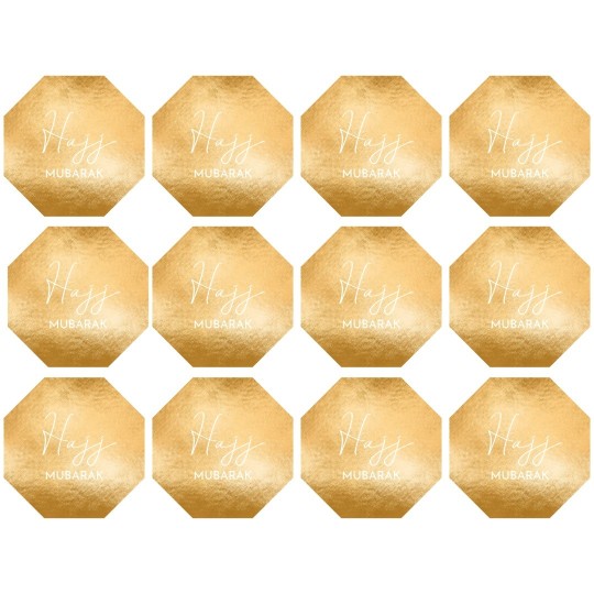 Hajj Mubarak Gold Foil Stickers (Set of 12)