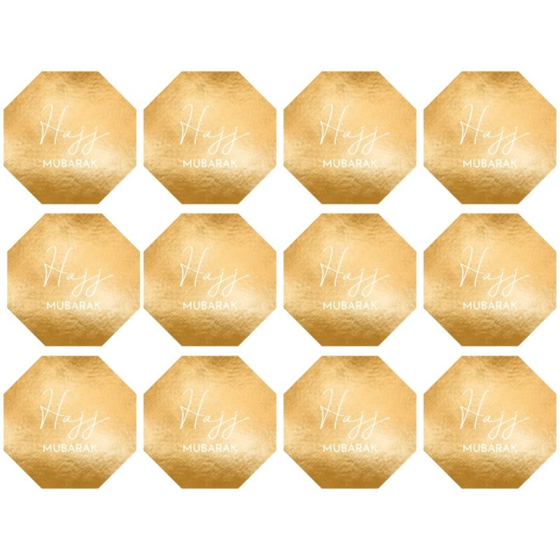 Hajj Mubarak Gold Foil Stickers (Set of 12)