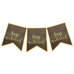 Hajj Mubarak Black & Gold Banner